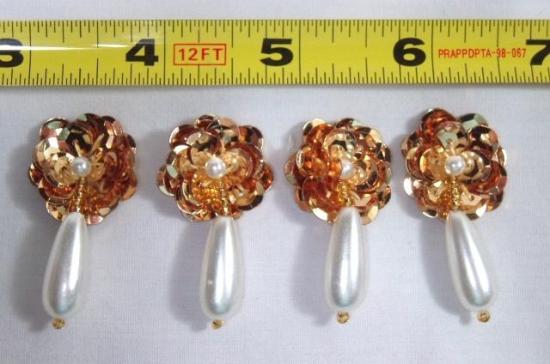 T8900D  Gold Pearl Sequin Beaded Applique or Trim