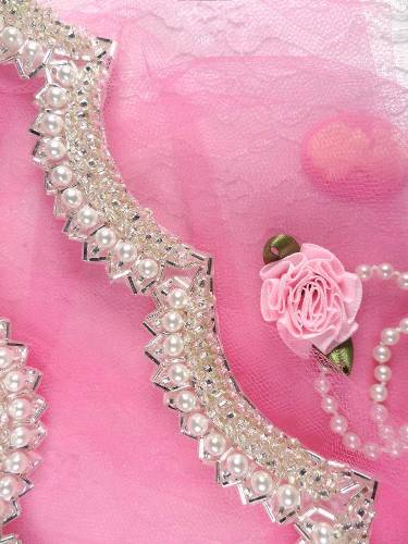 TFS11 Silver Beaded Pearl Sewing Trim
