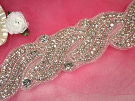 TS3 Wave & Rhinestones Silver Beaded Crystal Clear Rhinestone Trim