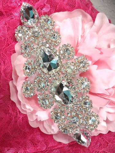 TS54 Crystal Clear Silver Rhinestone Applique 6.5"