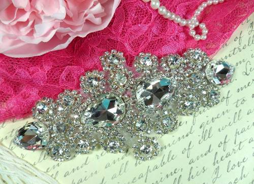 TS54 Crystal Clear Silver Rhinestone Applique 6.5"
