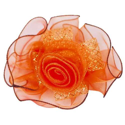 EL6224  Orange Floral Tieback Clip 7"