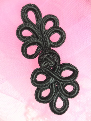 W36 Black Frog Button Closure 3"