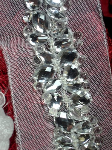 XR104 Reduced Crystal Clear Rhinestone Jewel Beaded Trim 1.75"