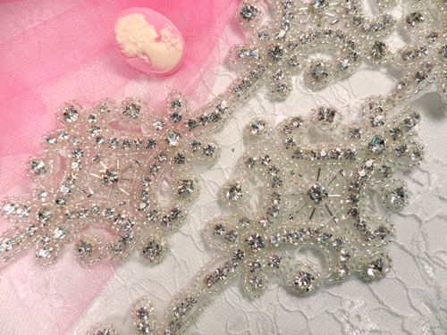 XR80 Crystal Clear Rhinestone Beaded Trim 2.75" x 35"