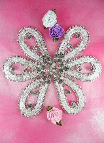 XR95 Butterfly Bling Crystal Rhinestone Appliques Mirror Pair 5.75"