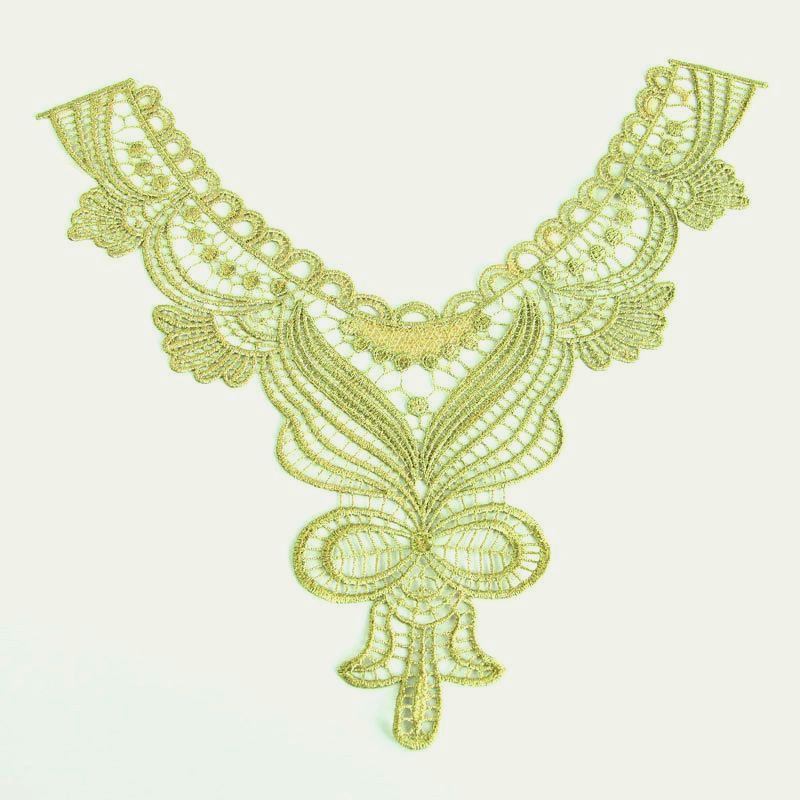 Bodice Applique Embroidered Yoke Collar Neckline Lace Motif Antique