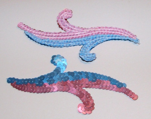 LC1431 Pink Blue Mirror Pair Sequin Appliques 5"