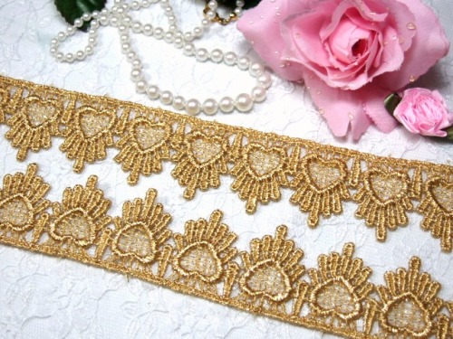 C124  Metallic Gold Venice Lace Victorian Sewing Trim 1.75"