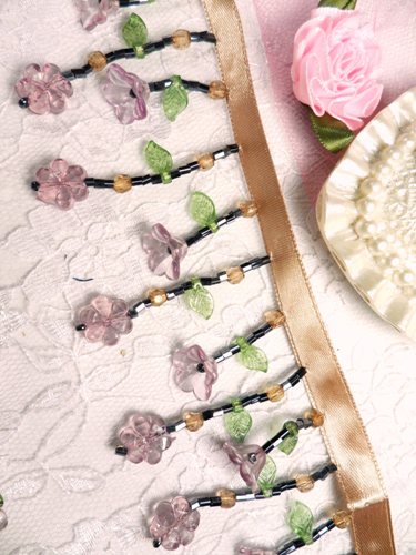 C37 Lavender Floral Beaded Fringe Sewing Trim 1 7/8"