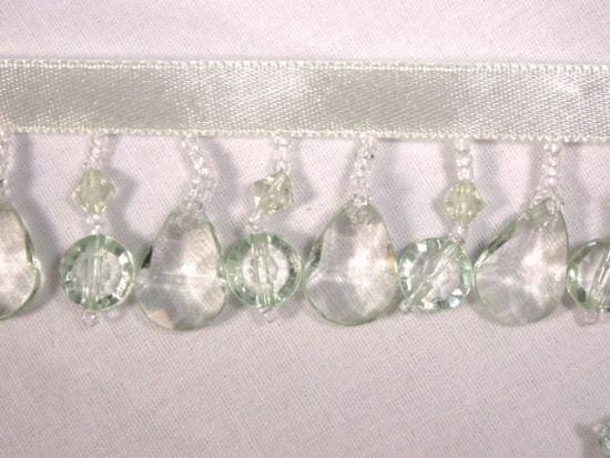 C49  Mint Green Beaded Fringe Trim 1.25"