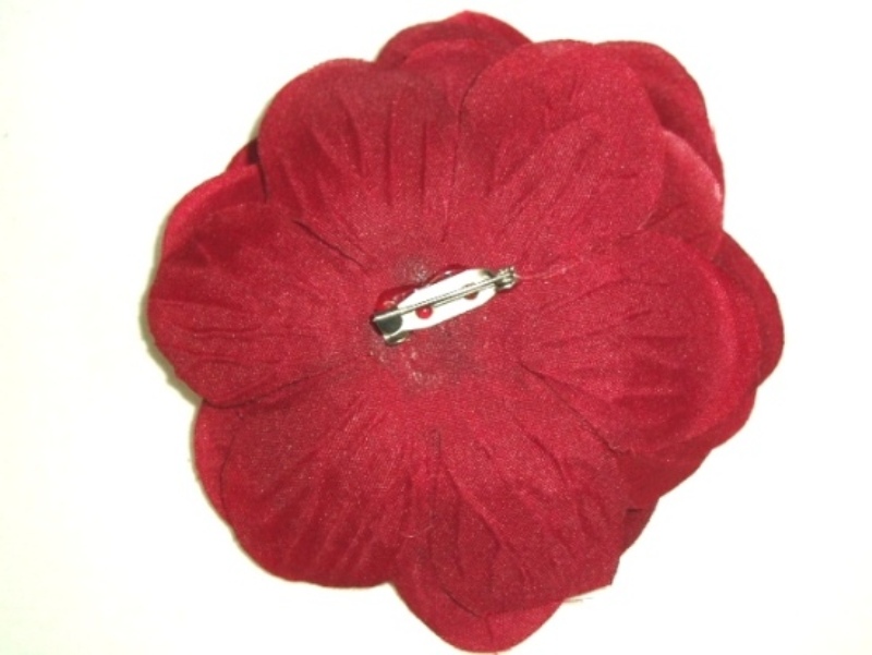 L200  Set of ( 2 ) Burgundy Flower (Pin) Appliques 3.5"