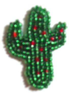 LC103 Catcus Beaded  Western Applique 1.5"