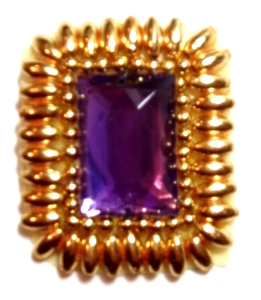 LC137 Purple Jewel Squarel Beaded Applique 2"