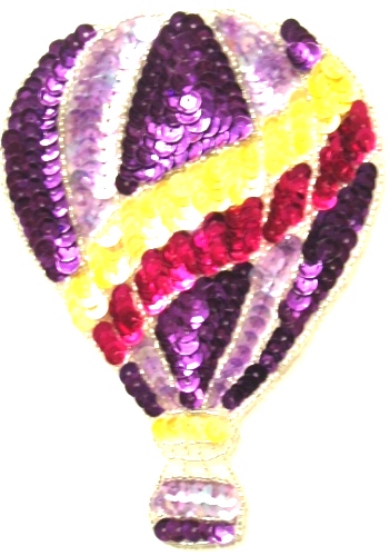 LC27-b Hot Air Balloon Sequin Beaded Applique 6"