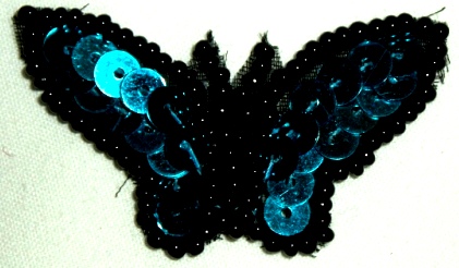 LC344  Butterfly Sequin Beaded Applique 1.75"