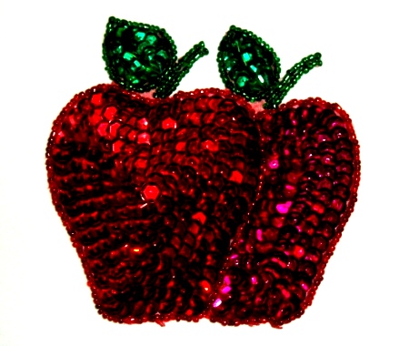 LC506  Double Apple Sequin Beaded Applique 3.75"