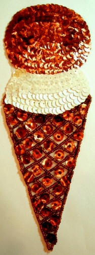 LC59 Ice Cream Cone Sequin Beaded Applique 8"