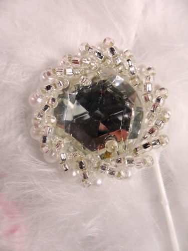 MS19  Silver Pearl Crystal Clear Rhinestone Beaded Applique 1"