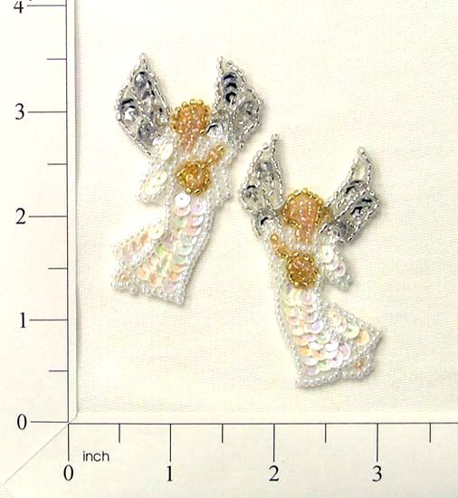 E594 pr Religious  Angel Sequin Beaded Appliques 2.5"