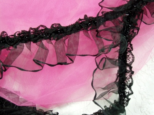 T1000 Black Sparkle Stretch Sheer Lace Trim 2"