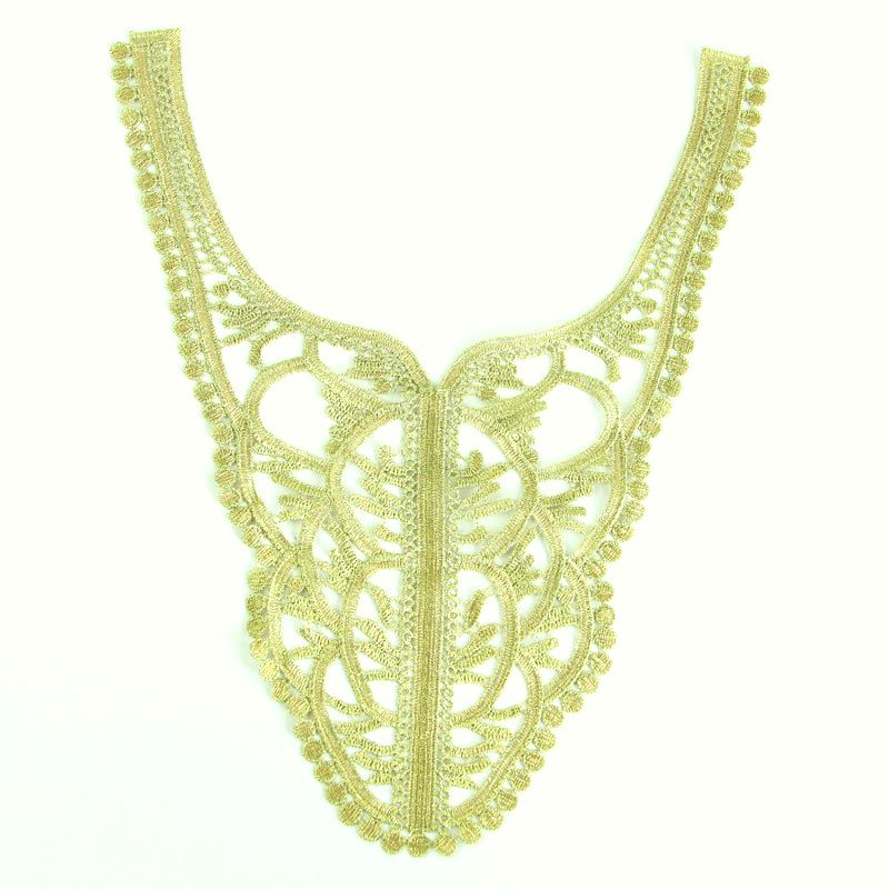 Bodice Applique Embroidered Yoke Collar Neckline Lace Motif Antique