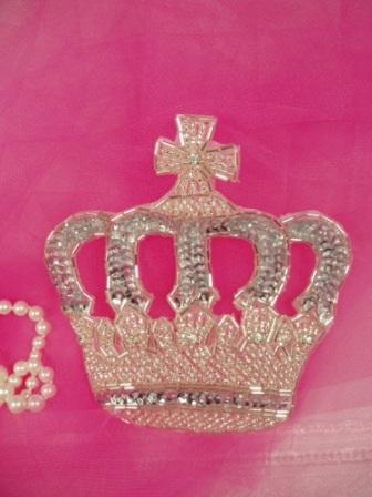 0007  Silver Crown Sequin Beaded Applique
