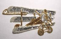 Airplane  6.75" Sequin Beaded Applique K8873