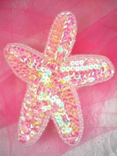 Starfish Seashell 5" Sequin Beaded Applique 0094
