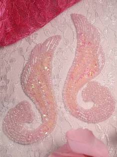 0123 Pink Crystal AB Swirl Mirror Pair Sequin Beaded Appliques