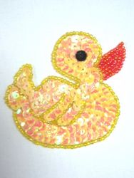 0163 Yellow Duck Beaded Sequin Applique 2.75"