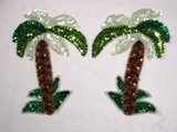 Palm Tree Mirror Pair Sequin Beaded Appliques 0175