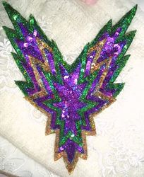 0179 Mardi Gras  Bodice Beaded Sequin Applique 11"