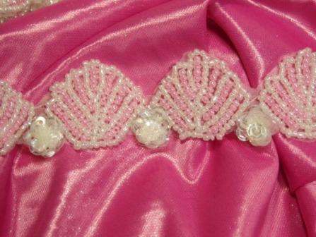0212  Pink And White Shell Sequin Beaded Trim