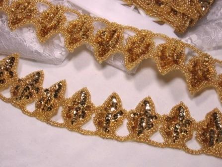 0215  Gold Designer Beaded Sequin Trim