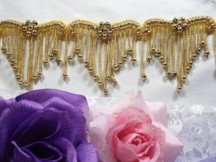 0229  Elegant Gold Beaded Victorian Trim