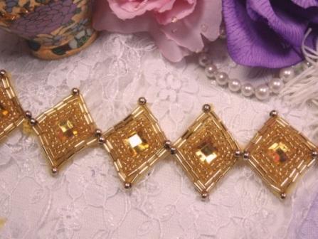 0238 Gold Diamond Jewel Beaded Trim