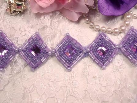 0238  Lavender Diamond Jewel Beaded Trim / Appliques