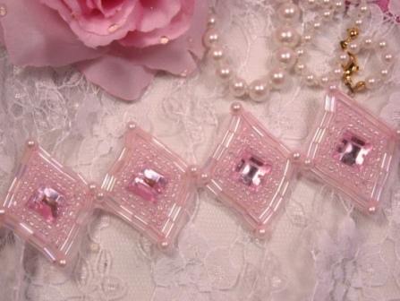 0238   Pink Crystal Diamond Jewel Beaded Trim / Appliques
