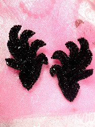0244 Black Mirror Pair Beaded Sequin Appliques 3"