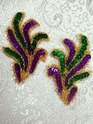 0244 Mardi Gras Mirror Pair Beaded Sequin Appliques 3"