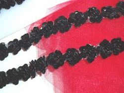 0248  Black Sequin Floral Trim 1/2"