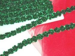 0248  Kelly Green Sequin Floral Trim 1/2"