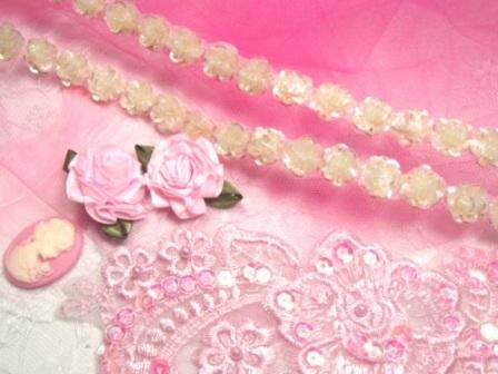 0248  Ivory Crystal AB Sequin Floral Trim 1/2"