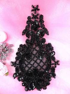 0278 Bottle of Glory Black Beaded Sequin Applique 6.5"