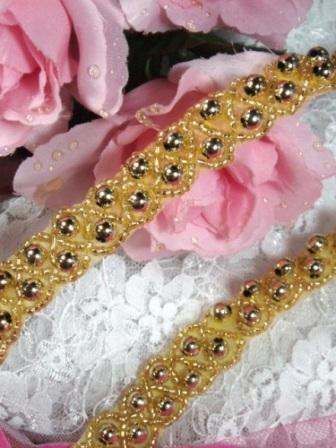 0285 Gold Beaded Sewing Trim 5/8"