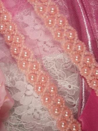 0285 Pink Pearl Beaded Sewing Trim 5/8"