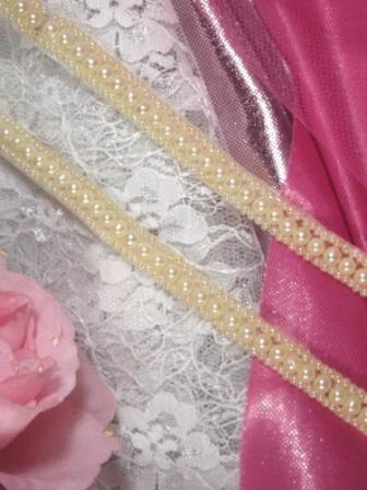 0287  Ivory Pearl  Beaded Sewing Trim 1/4" Precut 2 yds.