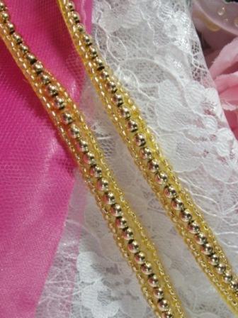 0287  Gold  Beaded Sewing Trim 1/4"