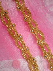 0294  Gold Braided Beaded Trim 3/4"